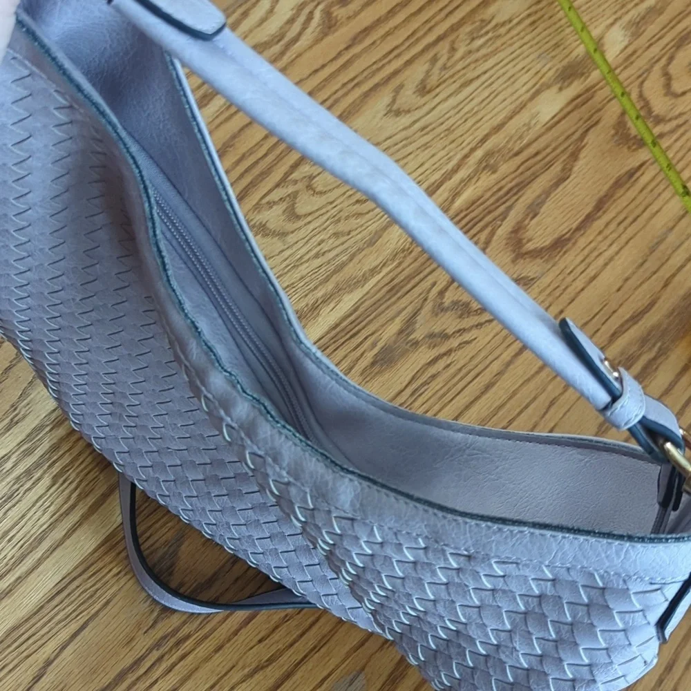 Nora Faux Leather Woven Hobo Bag w/ Short & Long Straps Mauve